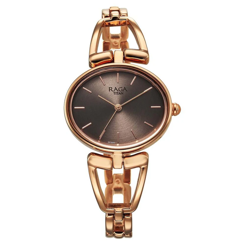 2748WM01_1 Titan Raga Ascend Quartz Alog Brown Dial With Rose Gold Color Metal Strap Watch for Women - Image 1