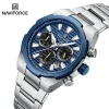 NaviForce NF8081 Date Function Luxury Chronograph Steel Watch For Men – Blue/Silver