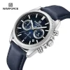 NaviForce NF8082 Business Casual Chronograph Date Display Leather Strap Luminous Watch For Men – Blue