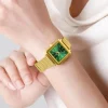 NaviForce NF5048 Fashion Square Shape Dial Classic Stainless Steel Bracelet Watch For Women – Green/Golden - Image 2