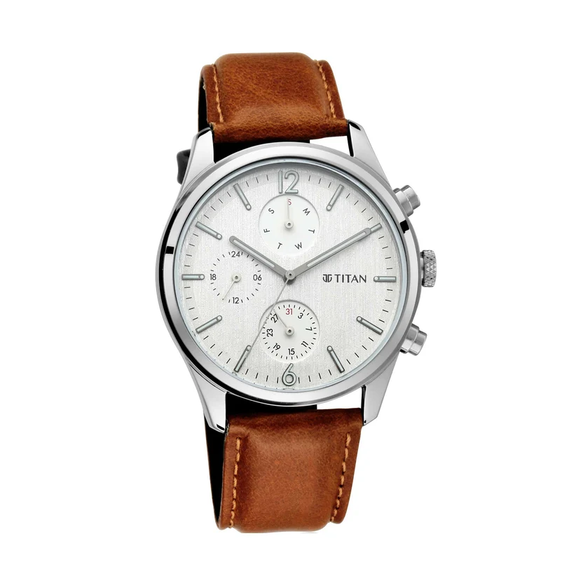 1805SL04_1 Workwear Watch with White Dial & Leather Strap 1805SL04 - Image 1
