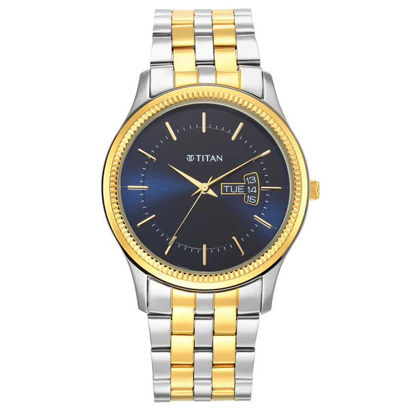 1824BM03_1 Titan Karishma Blue Dial Analog Stainless Steel Strap watch for Men - Image 1