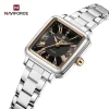 NaviForce NF5065 Elegant Simple Square Dial Roman Numeral Stainless Steel Watch For Women – Silver/Black