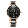 Titan Ceramic Fusion Quartz Multifunction Black Dial Rose Gold Dual-Toned Stainless Steel Bracelet Watch for Men - Image 2