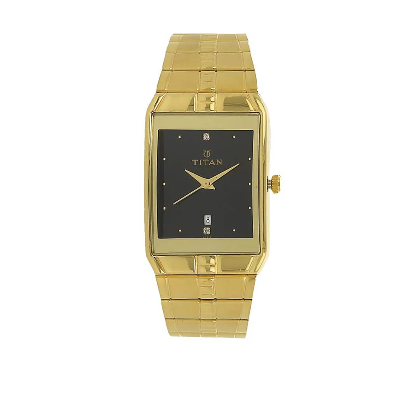 9151YM05_1 Titan Black Dial Analog with DateMetalStrap watch for Men - Image 1