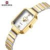 NaviForce NF5050 Women’s Classic Roman Numeral Rectangle Dial Stainless Steel Watch – White/Golden