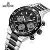 NaviForce NF8049 Men’s Business Casual Stainless Steel Chronograph Date Display Watch – Black/Silver